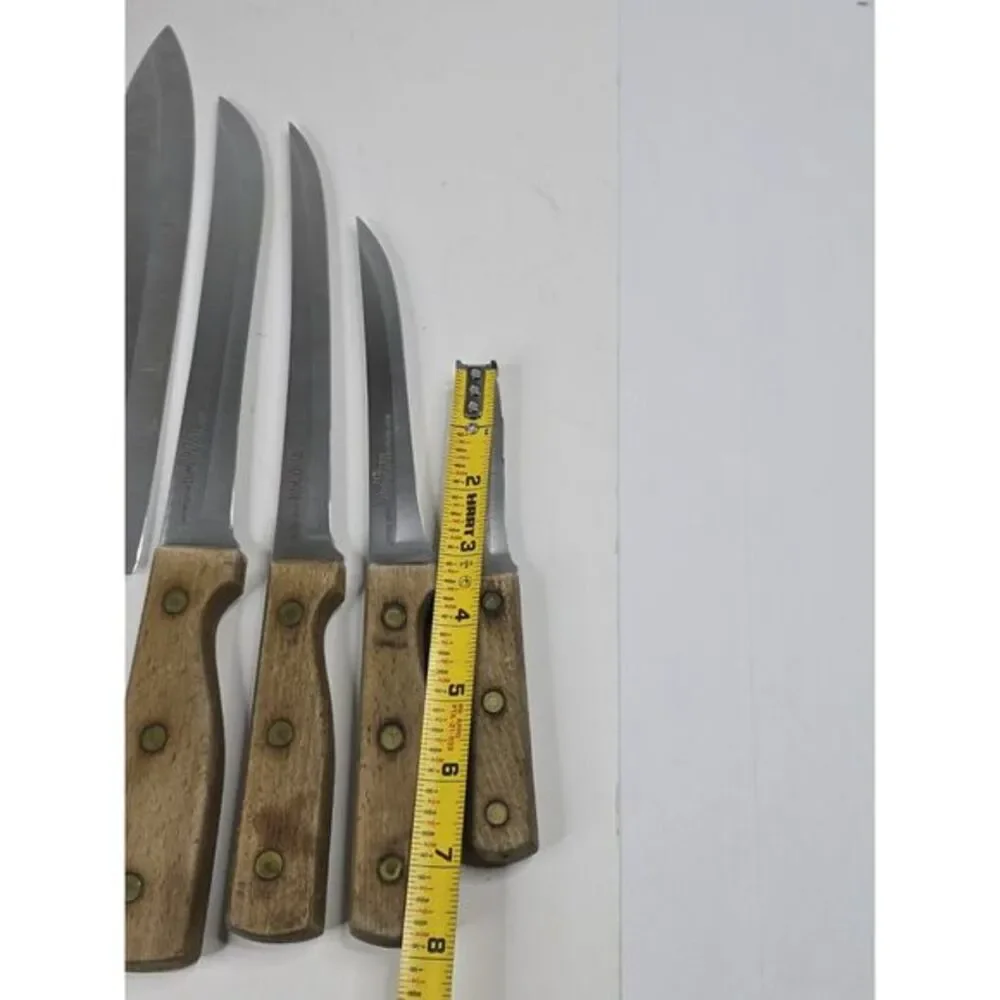 Vintage Old Homestead 7-Piece‎ Block Kitchen Steak Knife Country Bakery 80s 70s